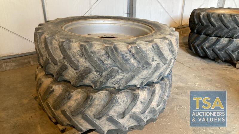 Pair Agrimax BKT Tyres 480/80 R48 c/w Rims - Solid Centre - 10