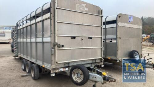 IFOR WILLIAMS TRAILER C/W ALLOY DECKS, CATTLE GATE