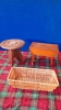 BOX-SMALL WOODEN TABLE STOOL & BASKET