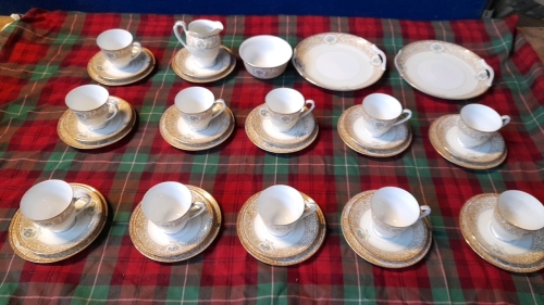 BOX 39 PCS NORITAKE TEA WARE- (1 CUP MISSING)