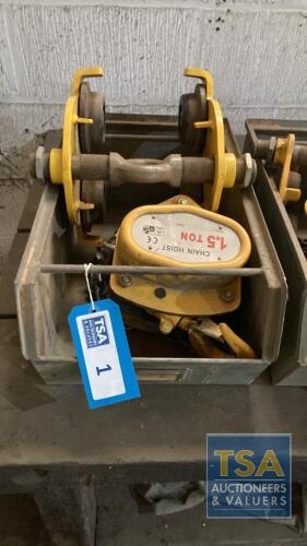 1.5ton Chain Hoist With 2000kg Plain Trolley