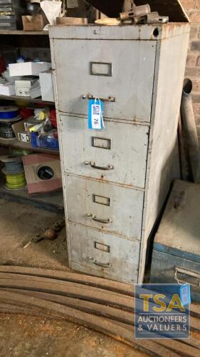 Four Drawer Metal Filing Cabinet Containing Welding Consumables